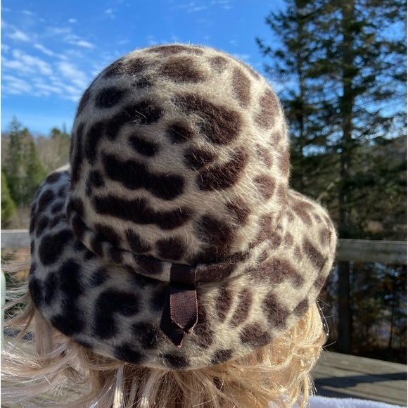 Vintage 1950’s Faux Fur Felt Georgette Leopard Print Hat One Size - Picture 7 of 11